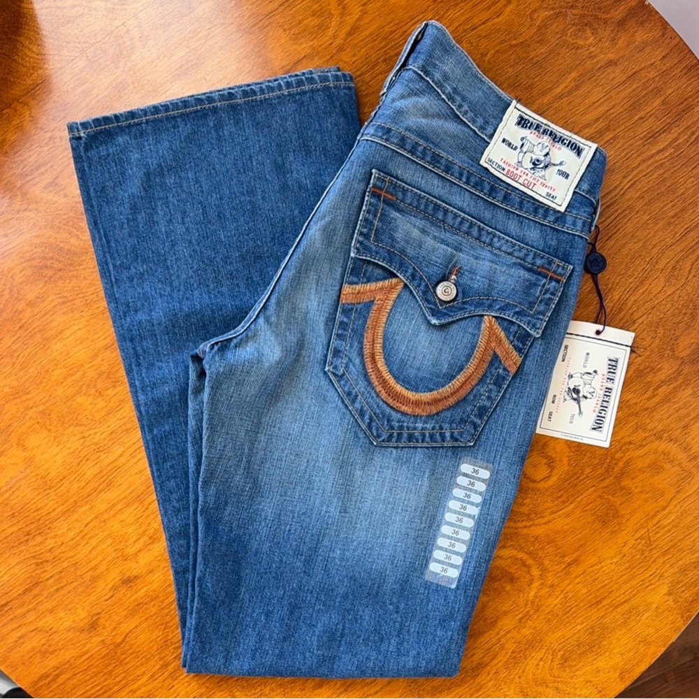 Men’s True Religion Blue Bootcut Jeans Classic Fit Size 36